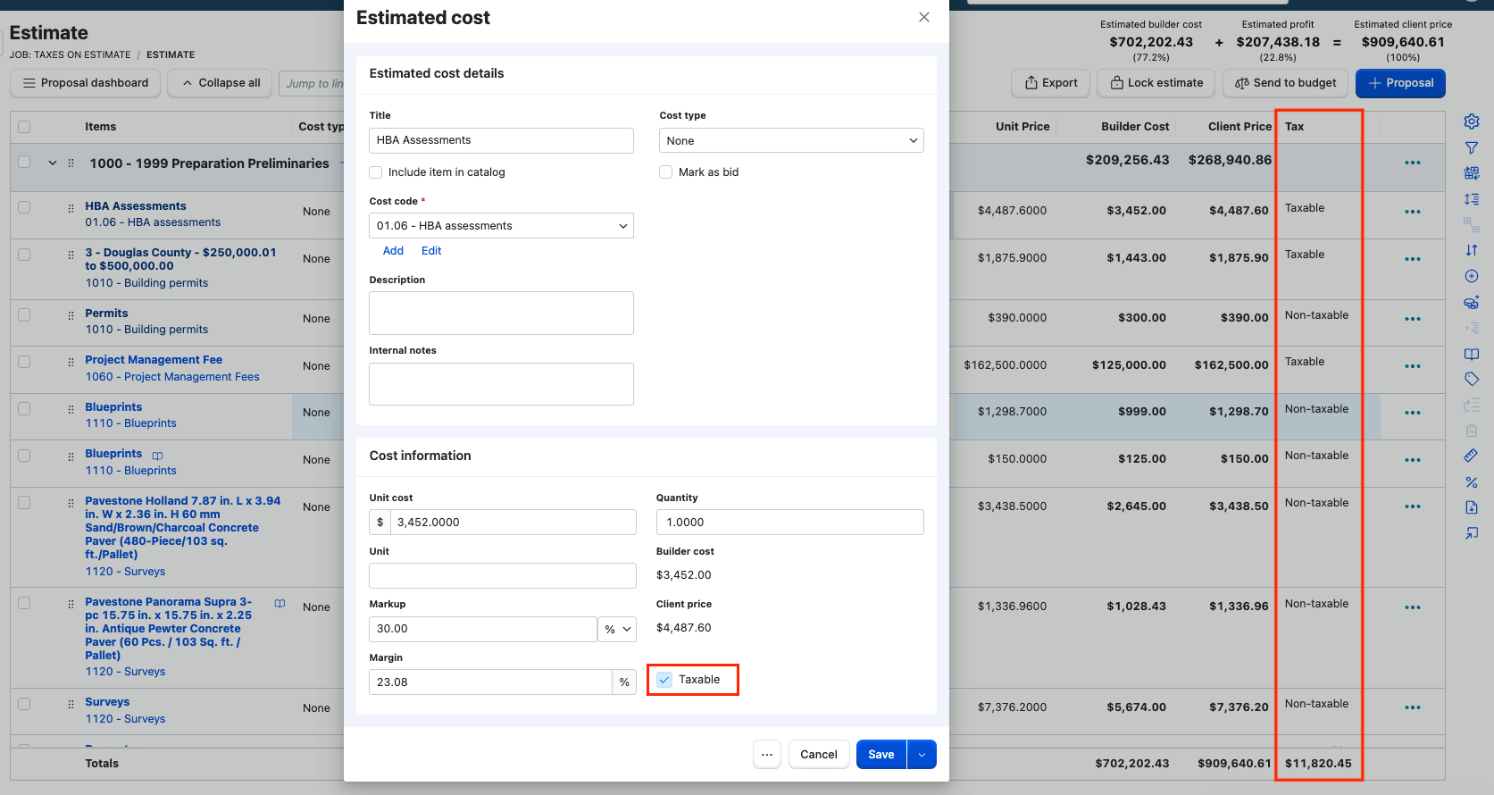 Estimate Overview