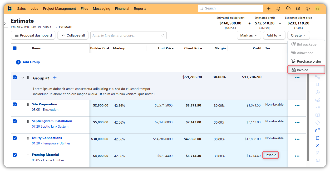 Estimate Overview