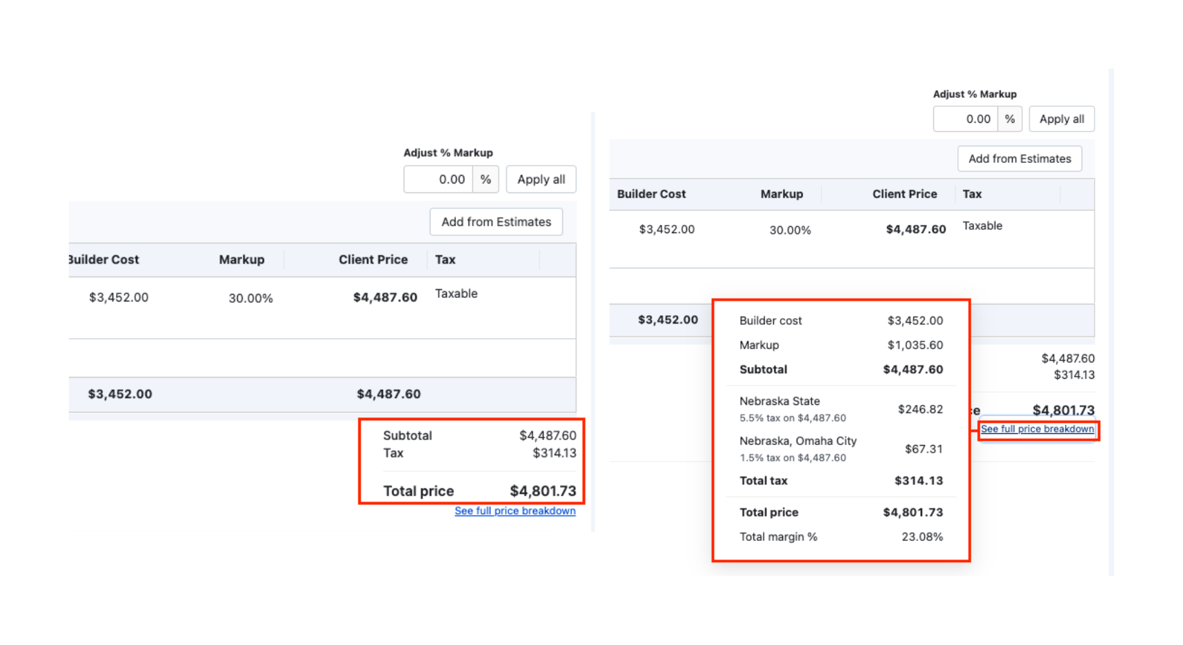 Estimate Overview